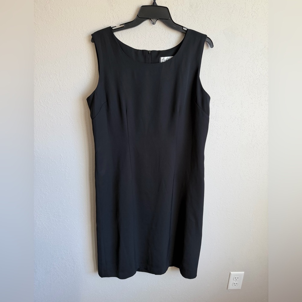 Mary McFadden Black Shift Sleeveless Tank Dress Womens 14 90s Classic